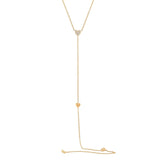 0.09ct 14k Yellow Gold Diamond Heart Lariat Necklace